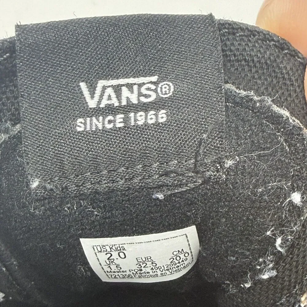 VANS High Top Off The Wall Zip Heel Cheetah Heart Kids Size 2.0 Skate